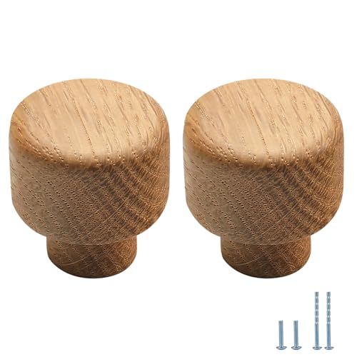 Evionlin 8 pcs Oak Round Chinese-Style Cute Cabinet Door Handles Cabinet Drawer Pulls Single-Hole Wardrobe Knobs Wooden Door