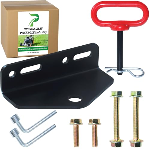 Image of [Upgraded] Universal Heavy Duty Zero Turn Mower Trailer Hitch | Including Red Lawn Mower Trailer Hitch Pin, Hardware kit(4 Bolts+2x Nuts+1 R-Clip) and L Socket Wrench