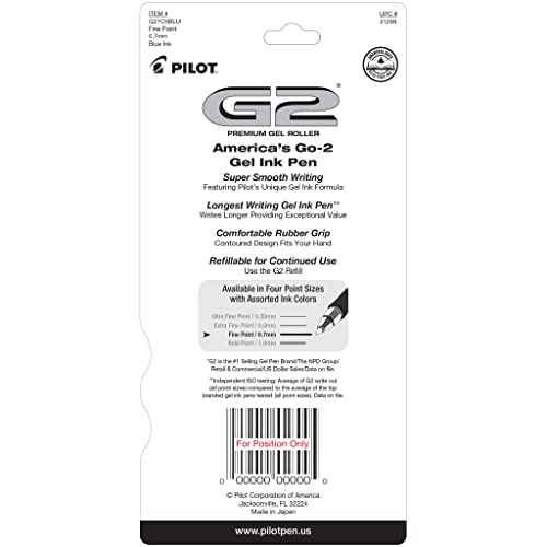 PILOT G2 Premium Gel Roller Pens, Blue Ink Pens Fine Point, Pack of 5 - image 2