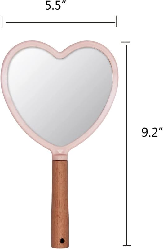 Image of Single Sided Handheld Vanity Mirror for Travel | Portable Face Mirror with Comfy Handle & Hanging Hole | Small Rectangular Makeup Hand Mirror for Men & Women (Multicolor, 25 x 14 cm) Heart