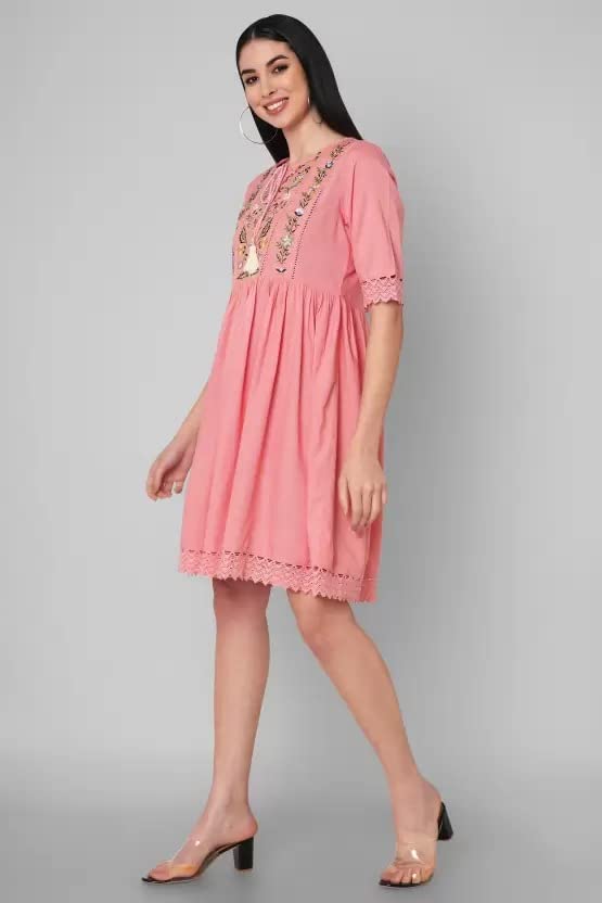 Image of Women Rayon Casual Wear A- Line Dress for Girl /Women /Ladies