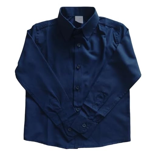 Camisa Social Infantil Menino Bebê Branca Manga Longa (BR, Alfa, Único, Regular, 2, Azul Marinho)