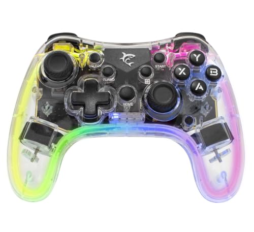 White Shark 837593 Joypad Contrôleur de jeu avec rétro-éclairage LED et double vibration USB-C™ et Bluetooth