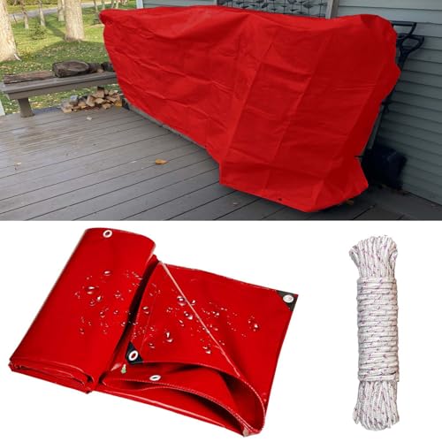 Telo Copri Piscina Fuori Terra 160 x 260 cm Antipolvere, Antipioggia, Antistrappo, Telo di Protezione Impermeabile con Bordi Rinforzati, per Piscina Auto, Mobili, Giardino, Rosso