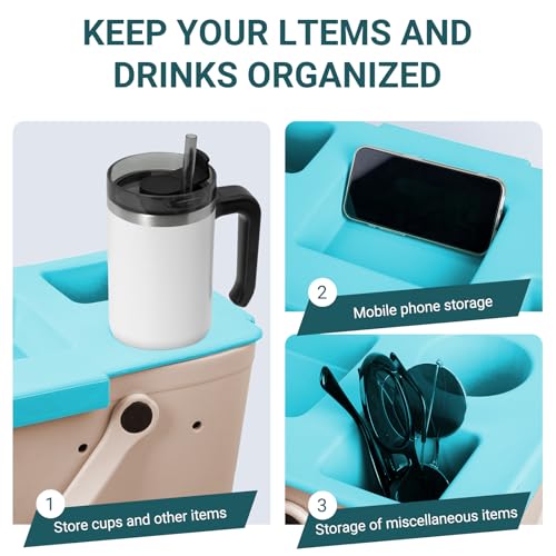 Organizer Tray Top for Bogg Bag – Cup Holder & Storage Lid Compatible with Bogg Bag XL - For Stanley 30oz 40 oz – Outdoor Beach & Travel Tabletop Insert – Easy to Clean (Sky Blue)3