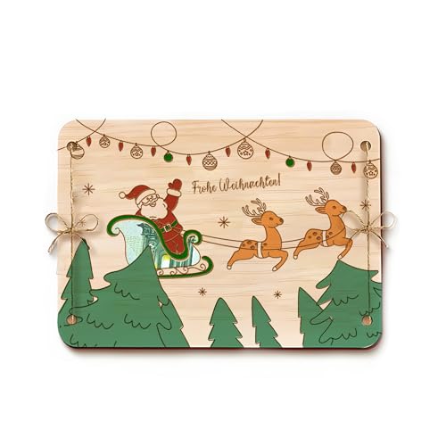 BIROYAL Geldgeschenk Weihnachten Verpackung aus Holz - Weihnachtskarte, Grußkarte für Geld Gutschein Verpackung - Geschenkideen zu Weihnachten - Geld Geschenke für Frau Mann Freund Familie