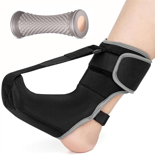 Plantar Fasciitis Night Splint Sock with Massage Ball - Adjustable & Breathable Foot Brace for Achilles Tendonitis Relief, Heel Spurs, Foot Drop & Flat Arches, Soft Machine-Washable Sleep Support for Men/Women