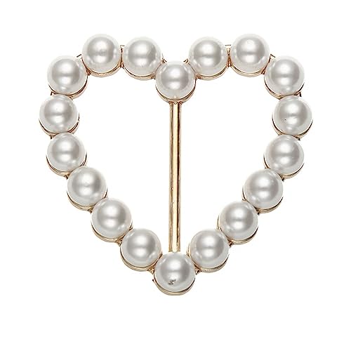 Image of Love Heart Scarf Ring Clip T-shirt Tie Clips for Women Pearl Heart Scarf Ring Buckle Shawl Clip Clothing Wrap Holder Scarf Shawl Tie Buckle for Decoration Accessories