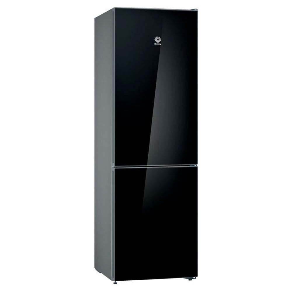 Balay 3KFD565NI - Frío, Frigorífico combinado NoFrost, D, Libre instalación, 186x60x66 cm, 326 l, Puertas Cristal negro, ExtraCold/ExtraFresh, Tirador vertical integrado