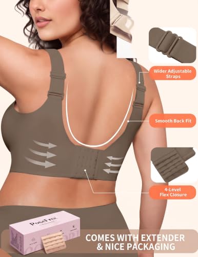 Image of PoseFree Jelly Bras for Women No Underwire, Supportive Wireless Comfort Bra, Full Coverage Back Smoothing Bra