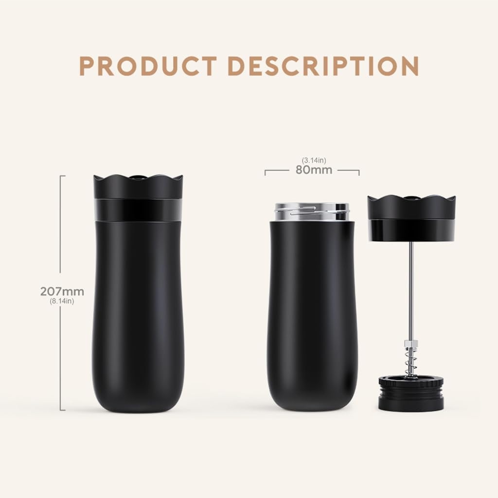 Vacuum Insulated Portable French Press Coffees Brewer Quick Brews Coffees Maker
