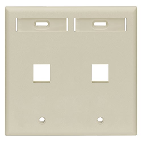 Leviton 2-Port Dual Gang QuickPort Wallplate with ID Windows, 42080-2IP, Ivory