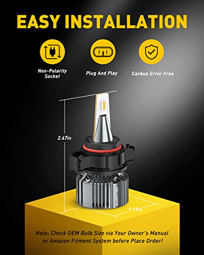 Image of AUXITO 5202 LED Fog Light Bulbs Yellow Amber 3000K, 400% Brighter 6000 Lumens 30W High Power, 5201 PS24W PS19W 9009 12086 Fog Lamps LED DRL Bulbs Replacement for Cars Trucks, Pack of 2