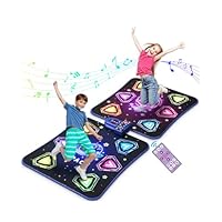 Dance Mat Toys for 3-12 Year Old Kids, Kids Dance Mat with Light-up 12-Button Bluetooth & 6 Modes, 2 Player Electronic Dance Pad Toys, Birthday Xmas Gifts for 3 4 5 6 7 8 9 10+ Year Old Girls Boys
