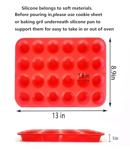 image for JEWOSTER Mini Muffin &Cupcake Set, 24 Cups 2-Pieces, Nonstick Silicone