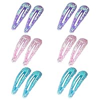 Dalababa 12 Pcs Glitter Snap Hair Clips, Sparkling Sequin Side Clip, Colourful Metal Hair Accessories for Toddlers Children Girls Women