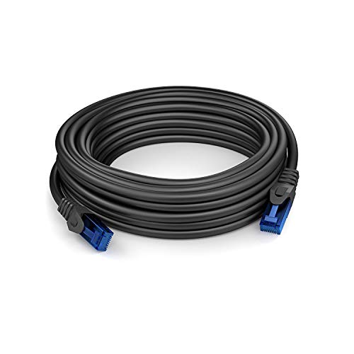 Image of KabelDirekt - Network Cable - 10Gbps, for Maximum Fiber-Optic Internet Speed - 30ft, Available in 1-100ft - Ethernet & LAN Cable for Gigabit Networks, Router /Modem, RJ45 (Black /Blue)