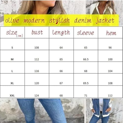 Women Modern Denim Patchwork Jacket,Casual Loose Long Sleeve Zipper Coats,Autumn Winter Splicing Sweatshirt Top with Pocket2