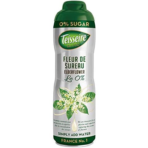 Teisseire 0% Sugar Syrup - Low Calorie - Sugar Free Cordial - Natural Ingredients - Elderflower Cover