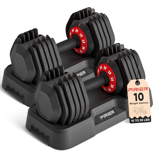 Adjustable Dumbbell Set 55LB Dumbbells Weight, 10-in-1 Weight Dumbbell with Anti-Slip Metal Handle...