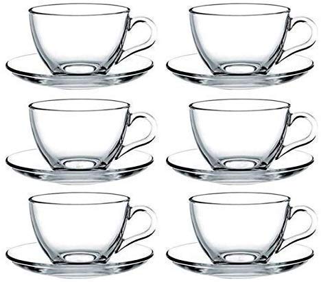 Glass Cup and Saucer Set – 6 × 150 ml Tea Cups & 6 × 120 ml Saucers – Borosilicate Crystal‑Clear, Lead‑Free, Microwave & Dishwasher Safe, 6pc Set-picture-19