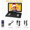 17.5 Portable DVD Player with 15.6 Large HD Swivel Screen,6 Hours Rechargeable Battery, DVD Player Portable Support USB/SD Card/Sync TV, Multiple Disc Formats, Black