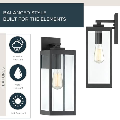 Quoizel Westover 17" Outdoor Wall Sconce, 1-Light Earth Black with Clear Beveled Glass, E26 Base, Wet Rated by Quoizel - Image 2