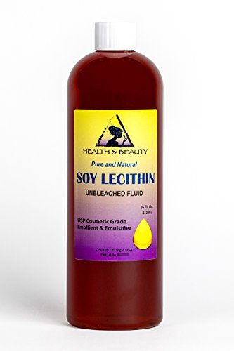 Lecithin Soy Unbleached Fluid Liquid Emulsifier Emollient Stabilizer Pure 16 oz