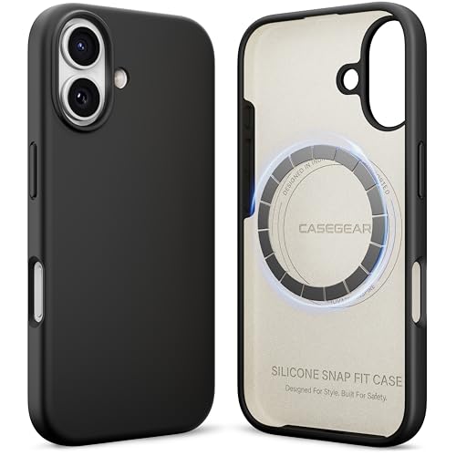 Image of CASEGEAR Silicone Snap Fit Back Cover Case Compatible with iPhone 17 | 8 Feet Drop Protection | Compatible with MagSafe | 360 Protection | Shockproof & Scratch Resistant | Midnight Black