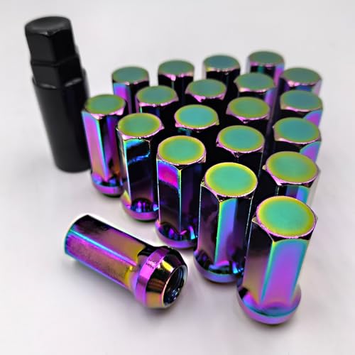 Image of M12x1.5 Lug Colorful. Nuts Lug,Spiked Lug nut for ACU ra, Honda, Chevy, Hyundai, Toyota, Lexus, 20PCS 12x1.5 Lug Nuts with Socket Key.