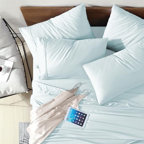 Swift Home Queen Ultra-Soft Brushed Microfiber 6-Piece Bed Sheet Sets, Extremely Durable - Easy Fit - Wrinkle Resistant - (Includes 2 Bonus Pillowcases), Queen, Aqua