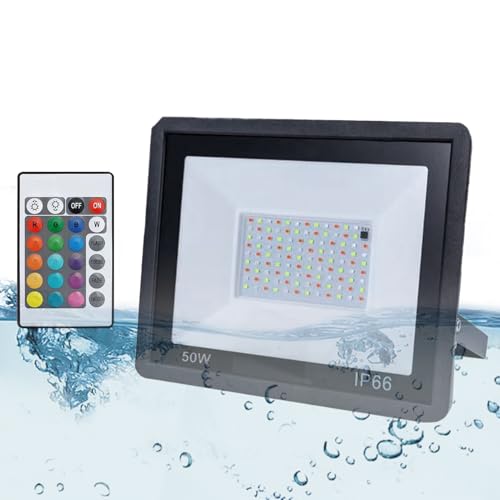 Foco LED Exterior Flood RGB Impermeable con Mando a Distancia para Iluminación Exterior 7