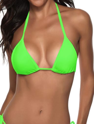 Image of Suvimuga Women's Triangle Bikini Top Push up Padded Halter String Bathing Suits Top