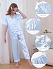 DIPUG Girls Pajamas Satin Three-Piece Pajama Set Silk Pjs Short Sleeve Sleepwear(Middle Blue) #4