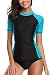 ALove Surf Shirt UV Rashguards for Women Swim Shirt UPF Rashguard Top Black Large