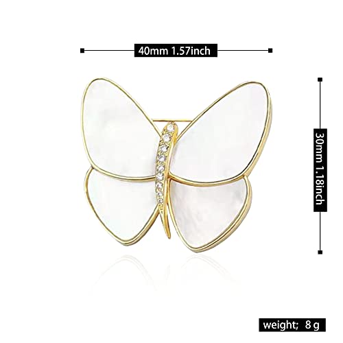 Image of GBAHFY Butterfly Pearl Brooch Gold Elegant Bridal Vintage Style Pins Wedding Banquet Anniversary Brooch for Women