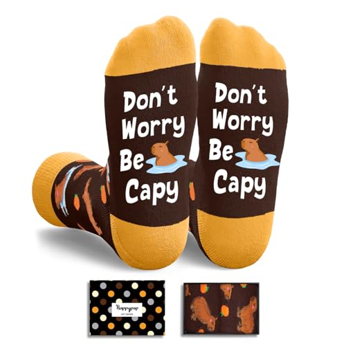 HAPPYPOP Capybara Gifts for Men Women - Funny Capybara Socks, Animal Gifts Stocking Stuffers for Teens