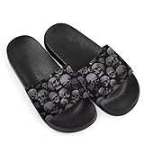 Howilath Horror Skulls Gothic Print Sandals Women Casual Indoor House Shower Non Slip Slippers Outdoor Summer Beach Open Toe Beach Shoes 11.5