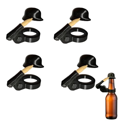 Bierflaschenverschluss Flaschenverschluss Bierflaschen Soldat Salute Bier Bierflaschen Helm Lustiger Dekorative Kappen Für Grillparty Veteranen Aktive Soldaten Liebhaber (Schwarz 4 Stück)