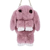 Girl Rabbit Shoulder Bag Women Cartoon Animal Messenger Bag Children Plush Backpack Women Zipper Wallet Detachable Strap Cross Body Coin Purse Handbag Travel Tote Card Pouch Key Phone Storage Bag Toy