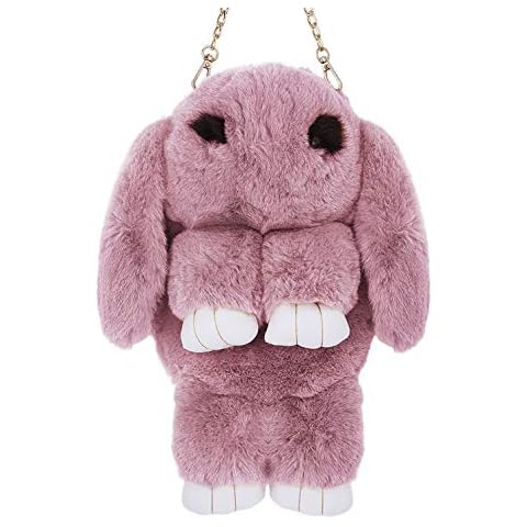 Girl Rabbit Shoulder Bag Women Cartoon Animal Messenger Bag Children Plush Backpack Women Zipper Wallet Detachable Strap Cross Body Coin Purse Handbag Travel Tote Card Pouch Key Phone Storage Bag Toy Cover