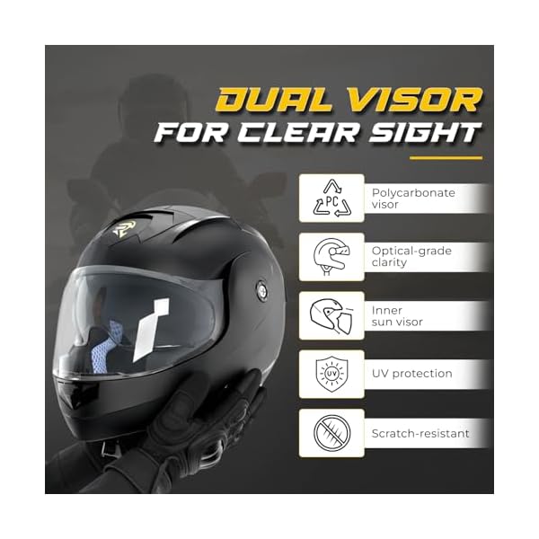 RYDR Full Face Motorbike Helmet for Men & Women | ISI Certified | Shock-Absorbing Interior, Comfortable Liner, Ventilated Design & Aerodynamic Build | Stylish Look