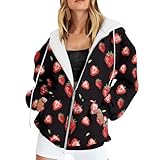 Celanisai Chaqueta con capucha para mujer con cremallera con impresión de gran tamaño, cordón