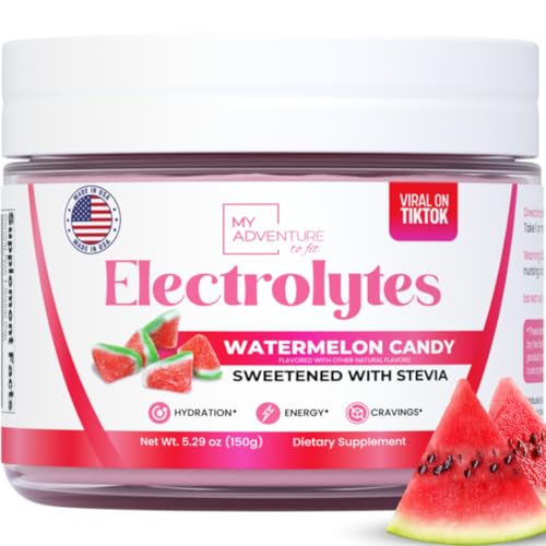 Watermelon Candy Electrolytes Powder Sugar-Free Hydration Drink Mix with 623 mg Potassium Clean Ingredients Vegan Keto & Paleo Friendly Caffeine-Free Electrolyte Supplement (30 Servings)