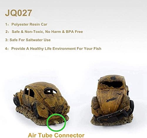 boxtech Aquarium Ornament, Fish Tank Decorations Artificial Poly Resin Bubbler Ornament-Air Stone Hiding Cave Car