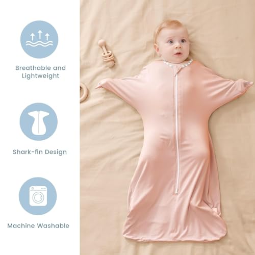 Image of ZIGJOY Swaddle Sleep Sack 3-6 Months, 1.0 Tog Baby Wearable Blanket | Rayon Made from Bamboo, Long Sleeves, Arms Free, 2-Way Zipper, High Stretchy
