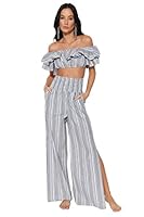 Trendyol Damen Women Striped Gimped Detailed Woven Two-Piece Set Hemd, grau, 60
