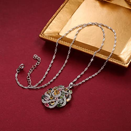 Collier argent 925 anti-ternissement fleurs multicolores citrine fine