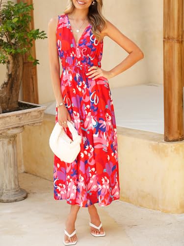 Image of Flessibili Women's Sleeveless Floral Maxi Dress 2026 Sundresses Spring Summer Wedding Guest