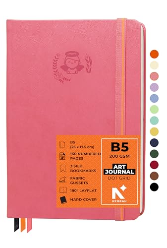 Image of NEORAH - B5 - ART JOURNAL | 200Gsm Dotgrid Notebook |160 Pages(25.0 x 17.5 cm) | Lay Flat |Hard Cover Bullet - Journal|3 Bookmarks |Elastic Closure | Inner BackPocket | Ideal-Junk Journal (PINK)
